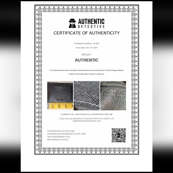 PRADA Saffiano Card Holder/Wallet Black Vintage EUC COA - Picture 7 of 7